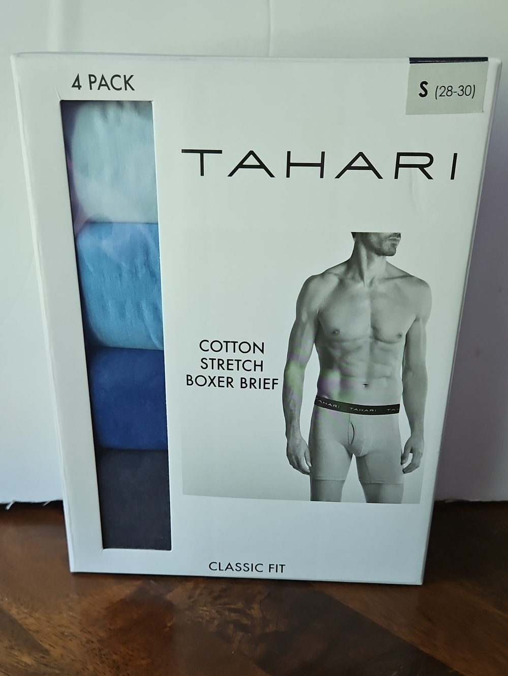 Tahari Men's Cotton Stretch Boxer Briefs - 4 Pack, Blue Mix